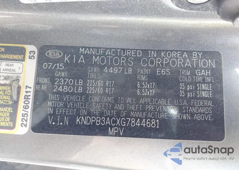 2016 Kia Sportage Lx z USA, uszkodzony, nr VIN KNDPB3ACXG7844681